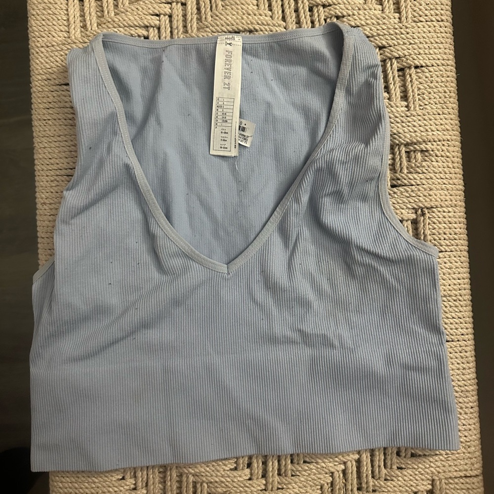 deep V ribbed crop top